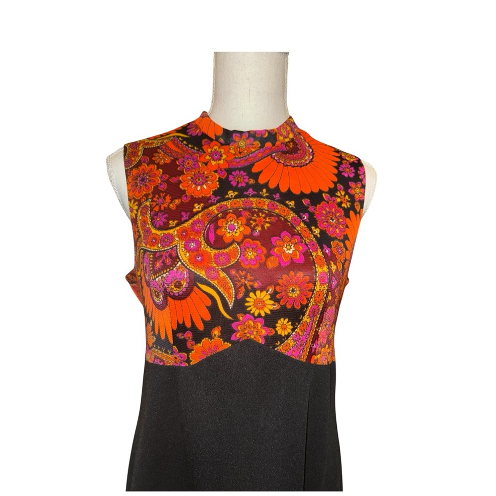 1960’s Trippy hippie flower power appliqué paisley Dress! Flawless time capsule - Picture 2 of 12